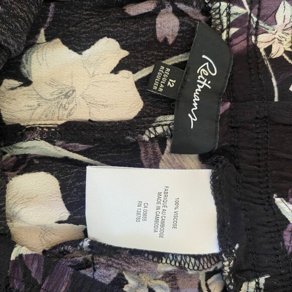 Lightweight Black Floral Cropped Pants / Culottes - Picture 4 of 5